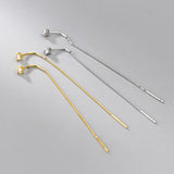 925 Silver Colorful Zircon Tassel Chain Earrings Long Dangle Earring