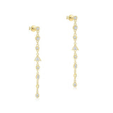 925 Silver Long Tassel Dangle Earrings Geometric Zircon