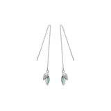 Trustdavis 925 Silver Glaze Leaves Chain Earrings