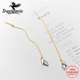 Trustdavis 925 Silver Glaze Leaves Chain Earrings