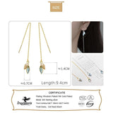 Trustdavis 925 Silver Glaze Leaves Chain Earrings