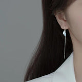 Trustdavis 925 Silver Glaze Leaves Chain Earrings