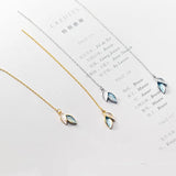 Trustdavis 925 Silver Glaze Leaves Chain Earrings