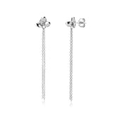 925 Sterling Silver CAMILLE Long Chain Flower Stud Earring Women Jewelry