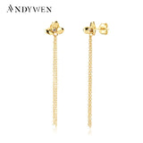 925 Sterling Silver CAMILLE Long Chain Flower Stud Earring Women Jewelry