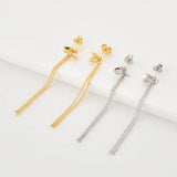 925 Sterling Silver CAMILLE Long Chain Flower Stud Earring Women Jewelry