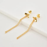 925 Sterling Silver CAMILLE Long Chain Flower Stud Earring Women Jewelry