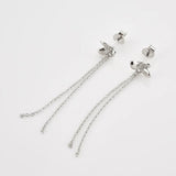 925 Sterling Silver CAMILLE Long Chain Flower Stud Earring Women Jewelry
