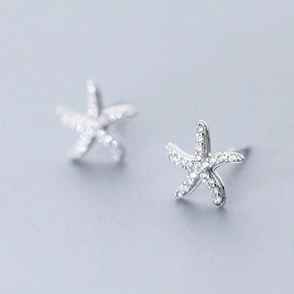 Starfish Stud Earring 925 Sterling Silver Zircon Wedding Jewelry