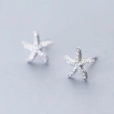 Starfish Stud Earring 925 Sterling Silver Zircon Wedding Jewelry