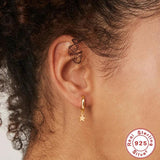 925 Silver Evil Eye Star Moon Zircon Pendant Earrings 18K Plating