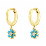 Colorful Zircon Sterling Silver Flower Earrings for Women