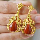 Chinese Retro Enamel Porcelain Water Drop Earrings