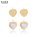 S925 Sterling Silver Heart Stud Earrings Moonstone Ear Studs