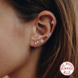 925 Sterling Silver Zircon Cartilage Stud Earrings for Women