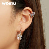 925 Sterling Silver Rose Flower Charm Drop Dangle Earrings For Women