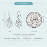 925 Sterling Silver Rose Flower Charm Drop Dangle Earrings For Women