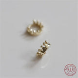 925 Silver Crown Earrings 14K Plated Wedding Jewelry Gift