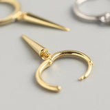 925 Sterling Silver Slim Spike Drop Earring Rock Punk Jewelry