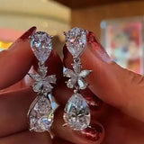 Lab Moissanite Dangle Earrings Filled Jewelry Wedding Drop Earrings for Women