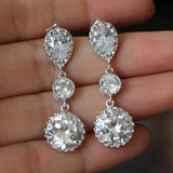 Lab Moissanite Dangle Earrings Filled Jewelry Wedding Drop Earrings for Women