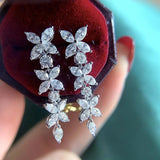 Lab Moissanite Dangle Earrings Filled Jewelry Wedding Drop Earrings for Women