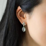 Chalcedony Ice Seed Egg Face Earrings with Diamonds for Women
