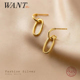 925 Silver Oval Interlocking Stud Earrings for Women