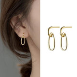 925 Silver Oval Interlocking Stud Earrings for Women