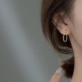925 Silver Oval Interlocking Stud Earrings for Women