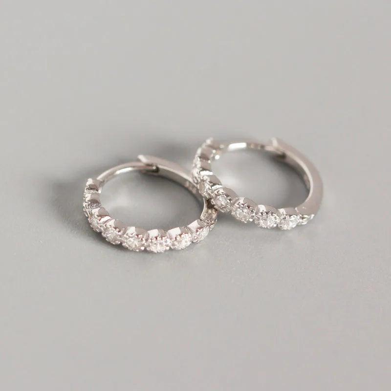 925 Silver Crystal Zircon Studs Earrings for Women Office