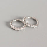 925 Silver Crystal Zircon Studs Earrings for Women Office