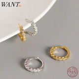 925 Silver Crystal Zircon Studs Earrings for Women Office
