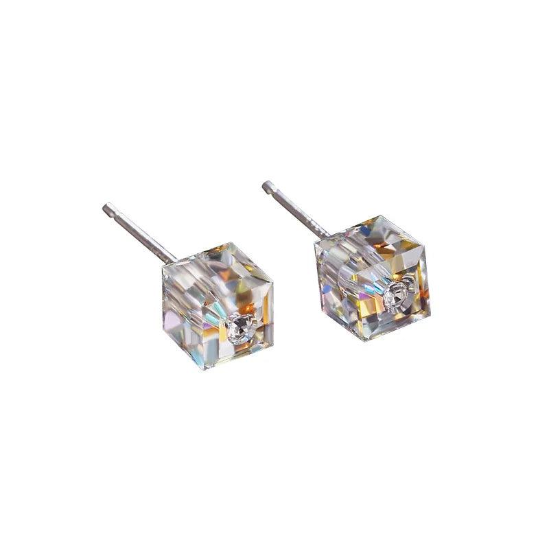 S925 Silver Stud Earrings with Austrian Crystals for Women