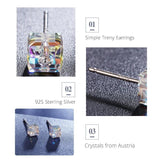 S925 Silver Stud Earrings with Austrian Crystals for Women