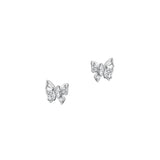 925 Silver Zircon Double Layer Butterfly Stud Earrings for Women
