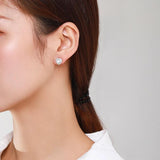 925 Silver Love Heart Stud Earrings Zircon Wedding Jewelry