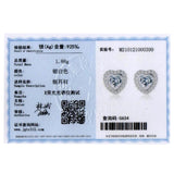 925 Silver Love Heart Stud Earrings Zircon Wedding Jewelry