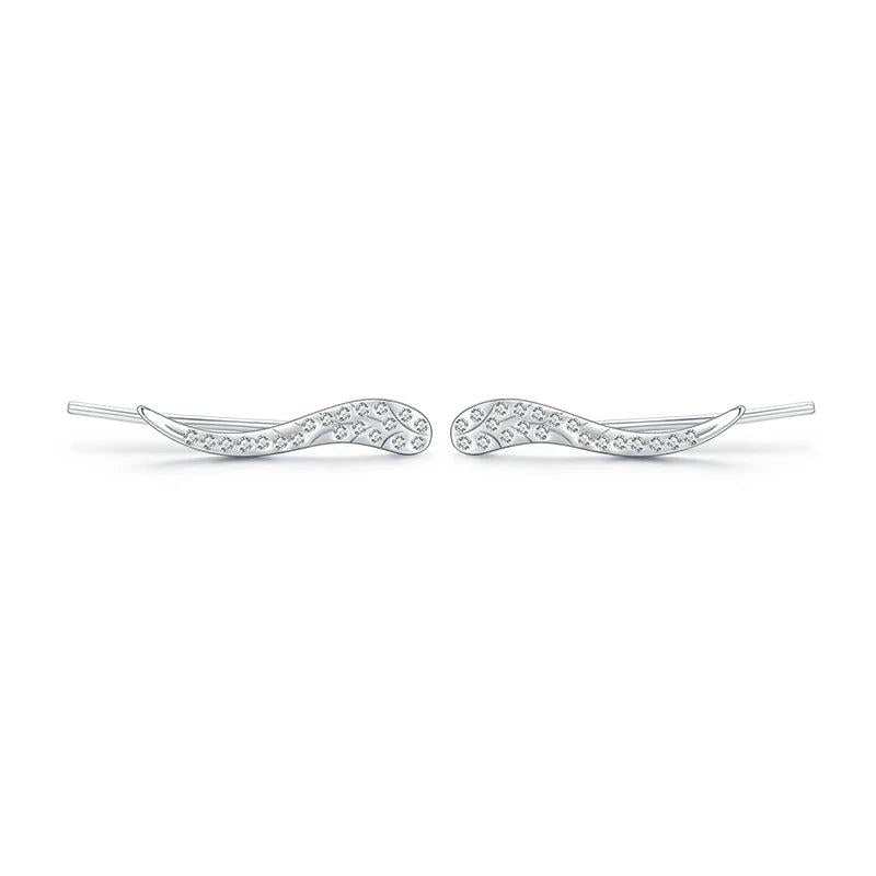 925 Silver Autumn Line CZ Long Stud Earrings for Women