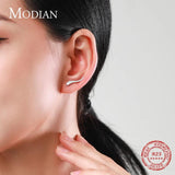 925 Silver Autumn Line CZ Long Stud Earrings for Women