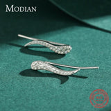 925 Silver Autumn Line CZ Long Stud Earrings for Women