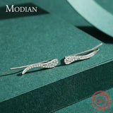 925 Silver Autumn Line CZ Long Stud Earrings for Women