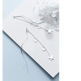 Sterling Silver Line Wave Stars Drop Earrings for Women