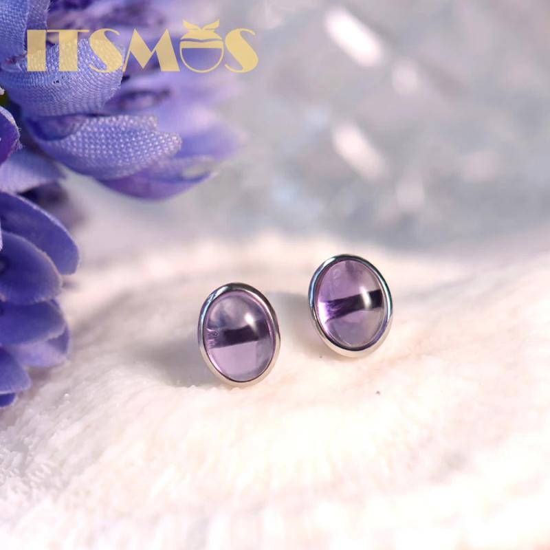 1.4ct Amethyst Oval Studs Earring Silver for Women