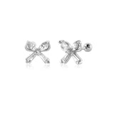 925 Silver Butterfly Star Queen CZ Stud Earrings Wedding Jewelry
