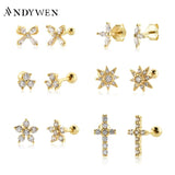 925 Silver Butterfly Star Queen CZ Stud Earrings Wedding Jewelry