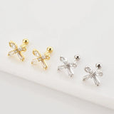 925 Silver Butterfly Star Queen CZ Stud Earrings Wedding Jewelry