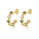 925 Silver Colorful CZ Stud Earrings Women Fine Jewelry