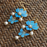 Chinese Antique Enamel Porcelain Butterfly Earrings