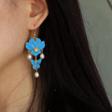 Chinese Antique Enamel Porcelain Butterfly Earrings